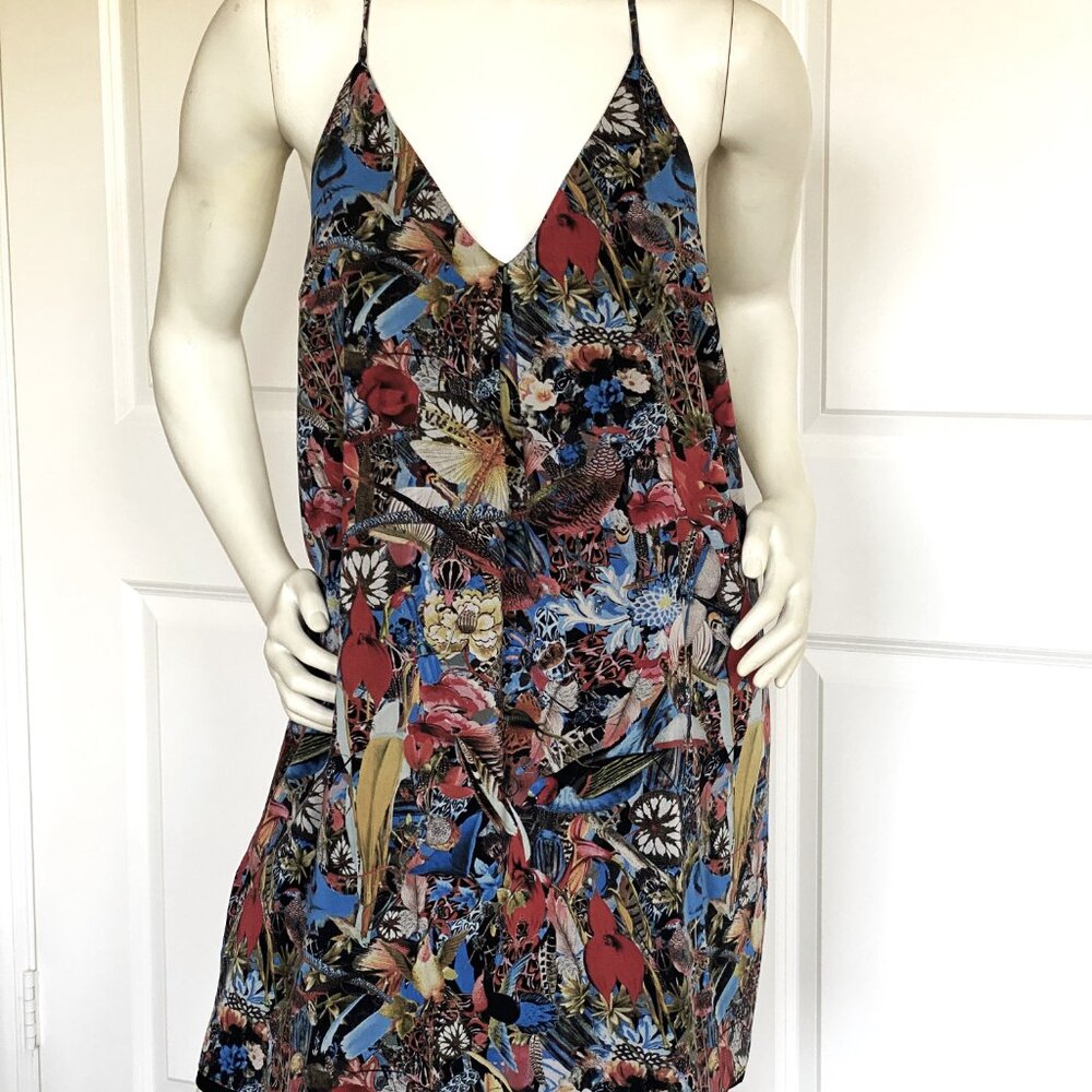 NEW ALICE + OLIVIA SILK BLEND BUTTERFLY PRINT SLEEVELESS DRESS SIZE: L